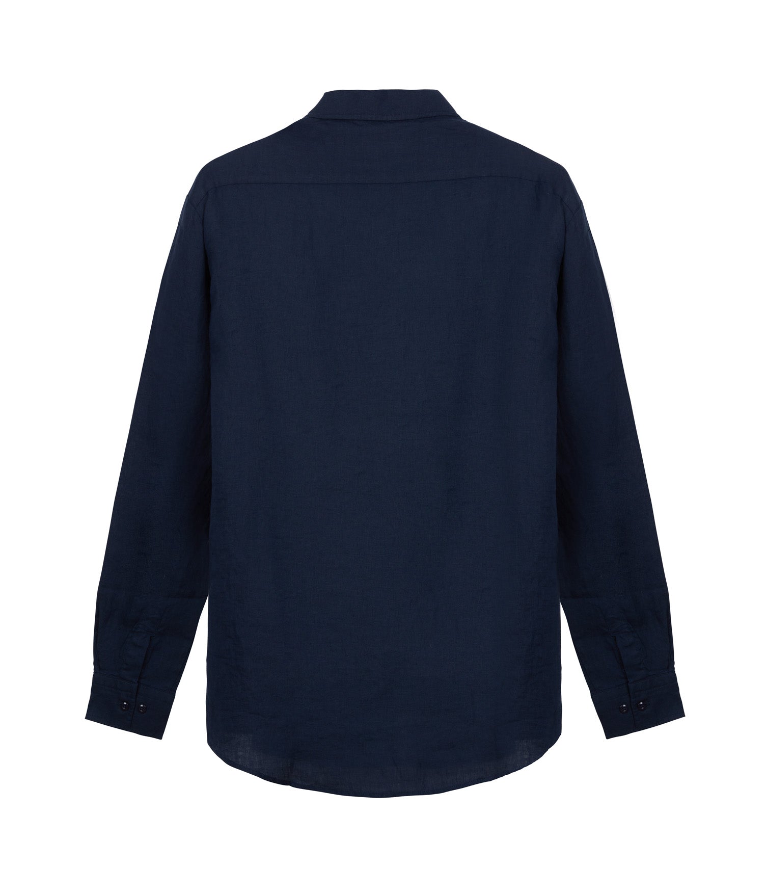 100% Linen Long Sleeve Shirt - Navy Blue