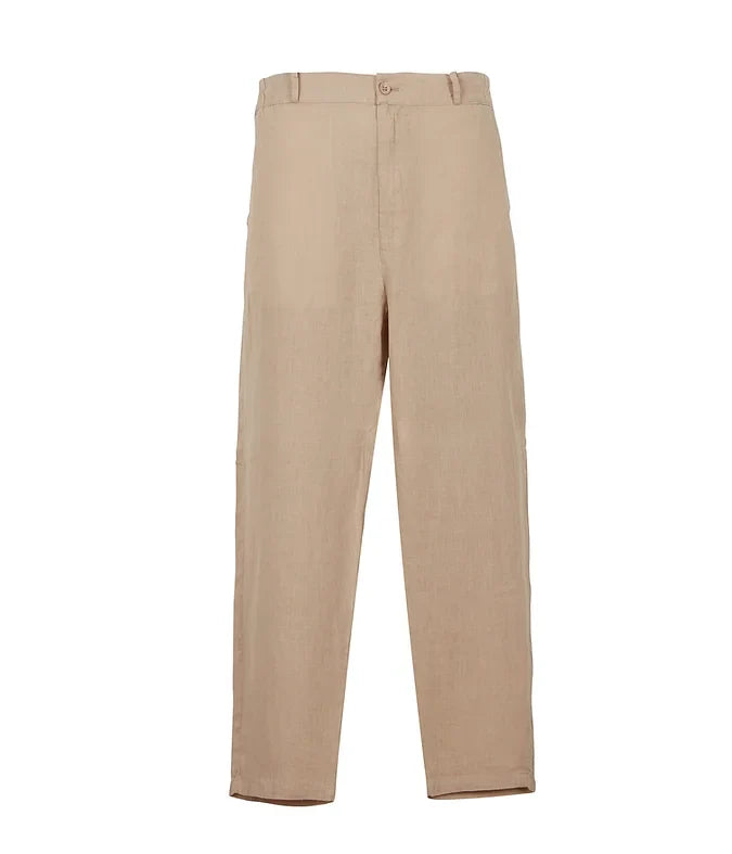100% Linen Long Trousers - Beige