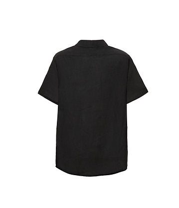 100% Linen Short Sleeve Shirt - Black