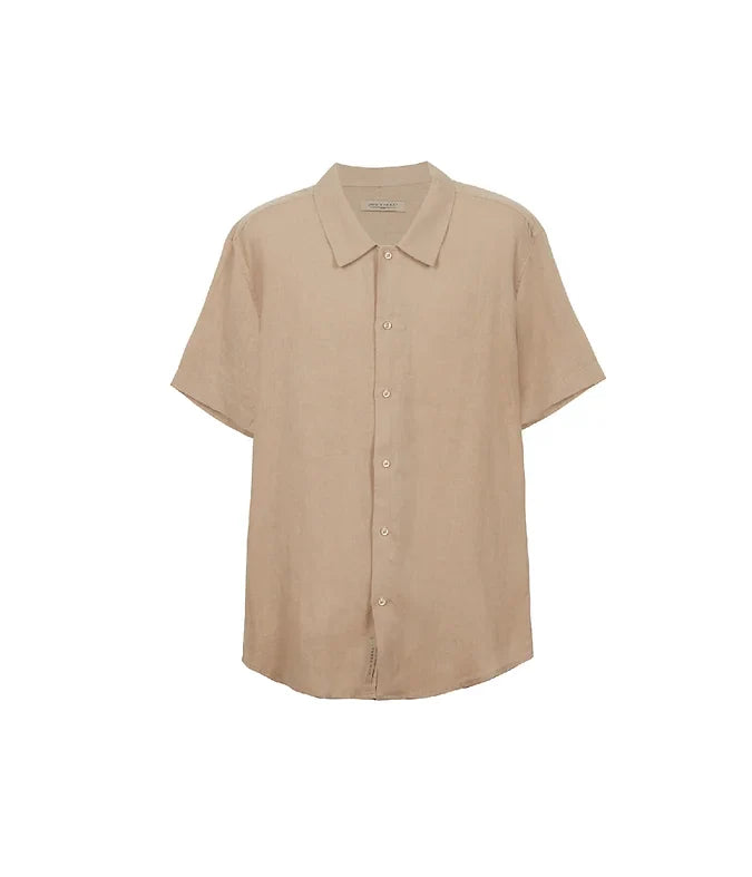 100% Linen Short Sleeve Shirt - Beige