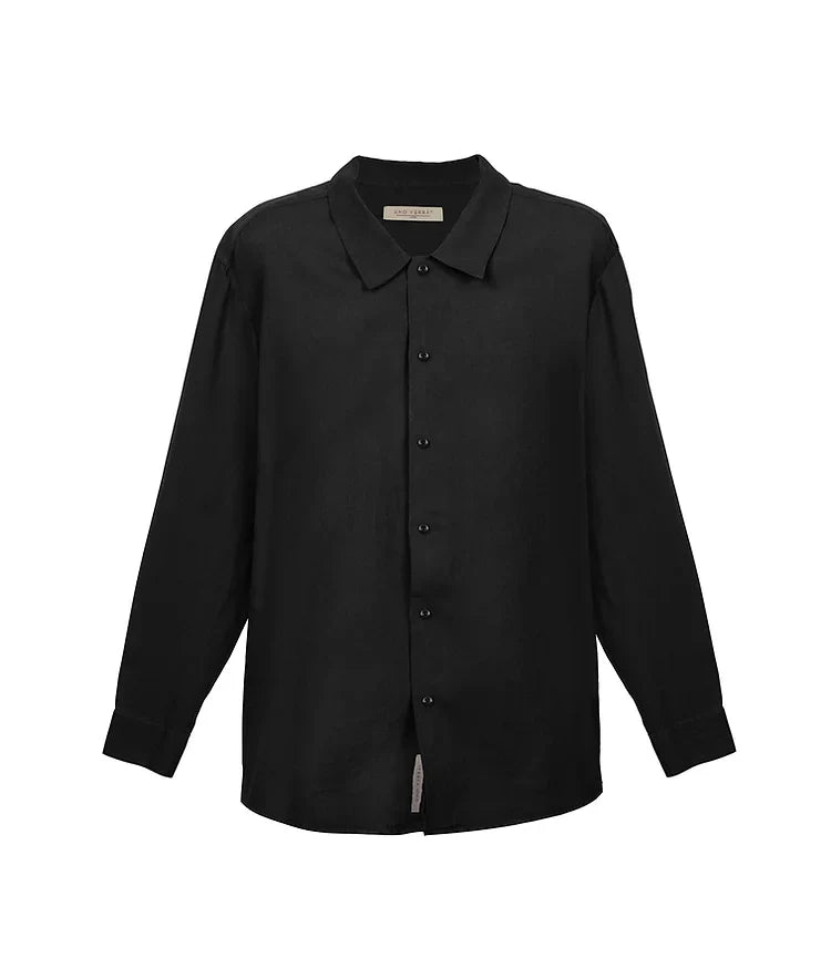 100% Linen Long Sleeve Shirt - Black