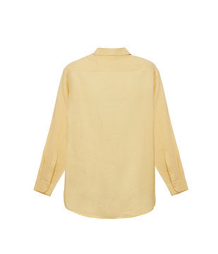 100% Linen Long Sleeve Shirt - Yellow