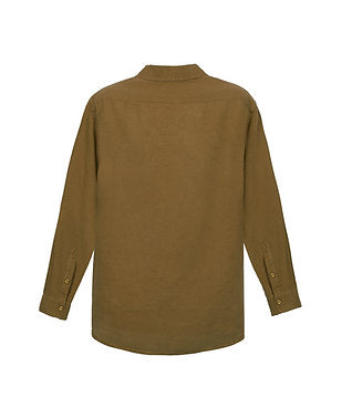100% Linen Long Sleeve Shirt - Olive