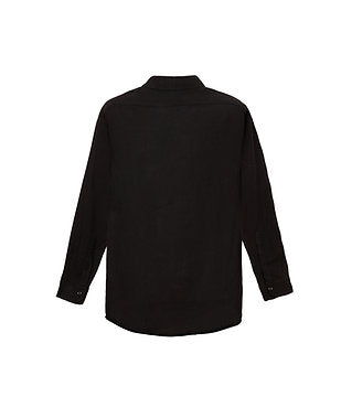 100% Linen Long Sleeve Shirt - Black