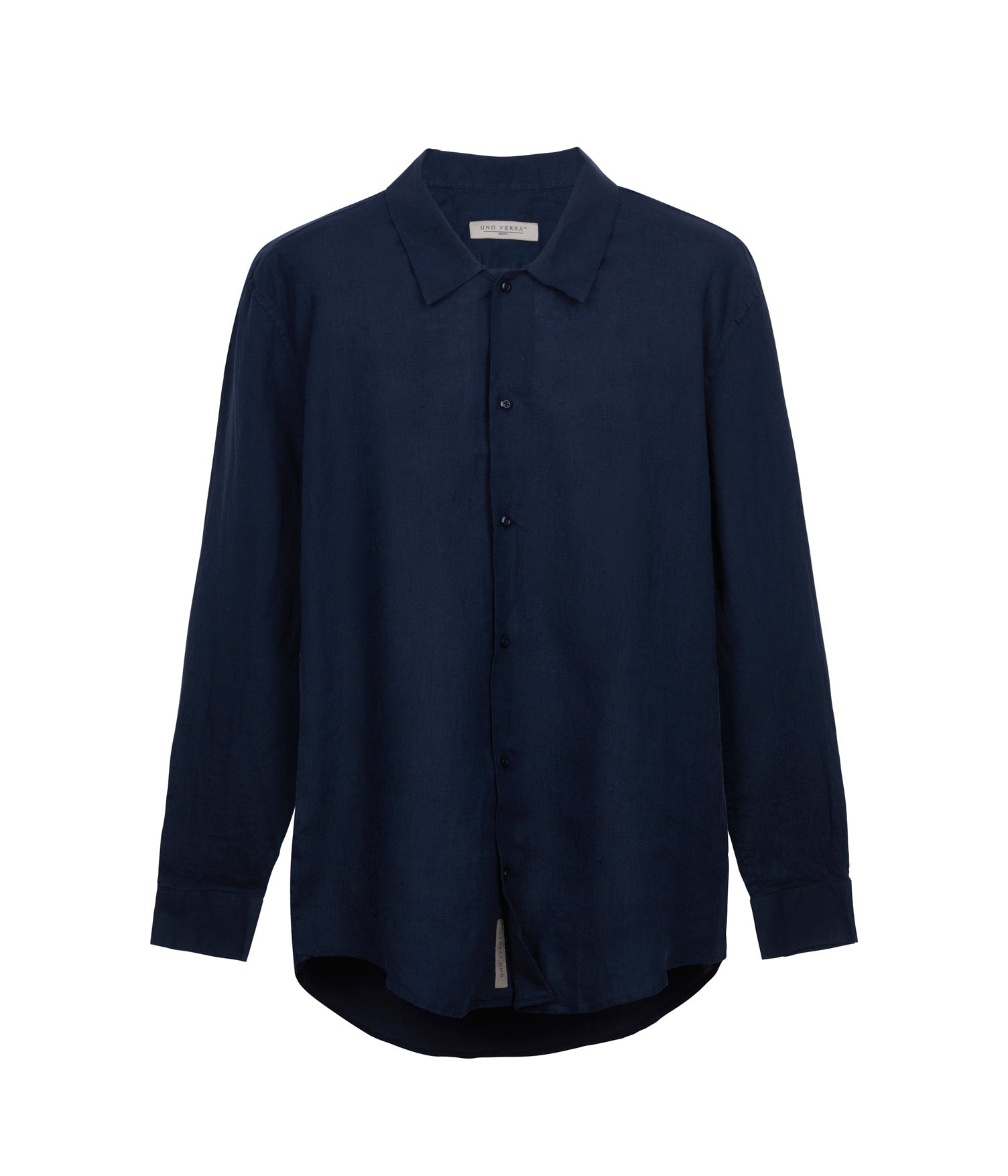100% Linen Long Sleeve Shirt - Navy Blue