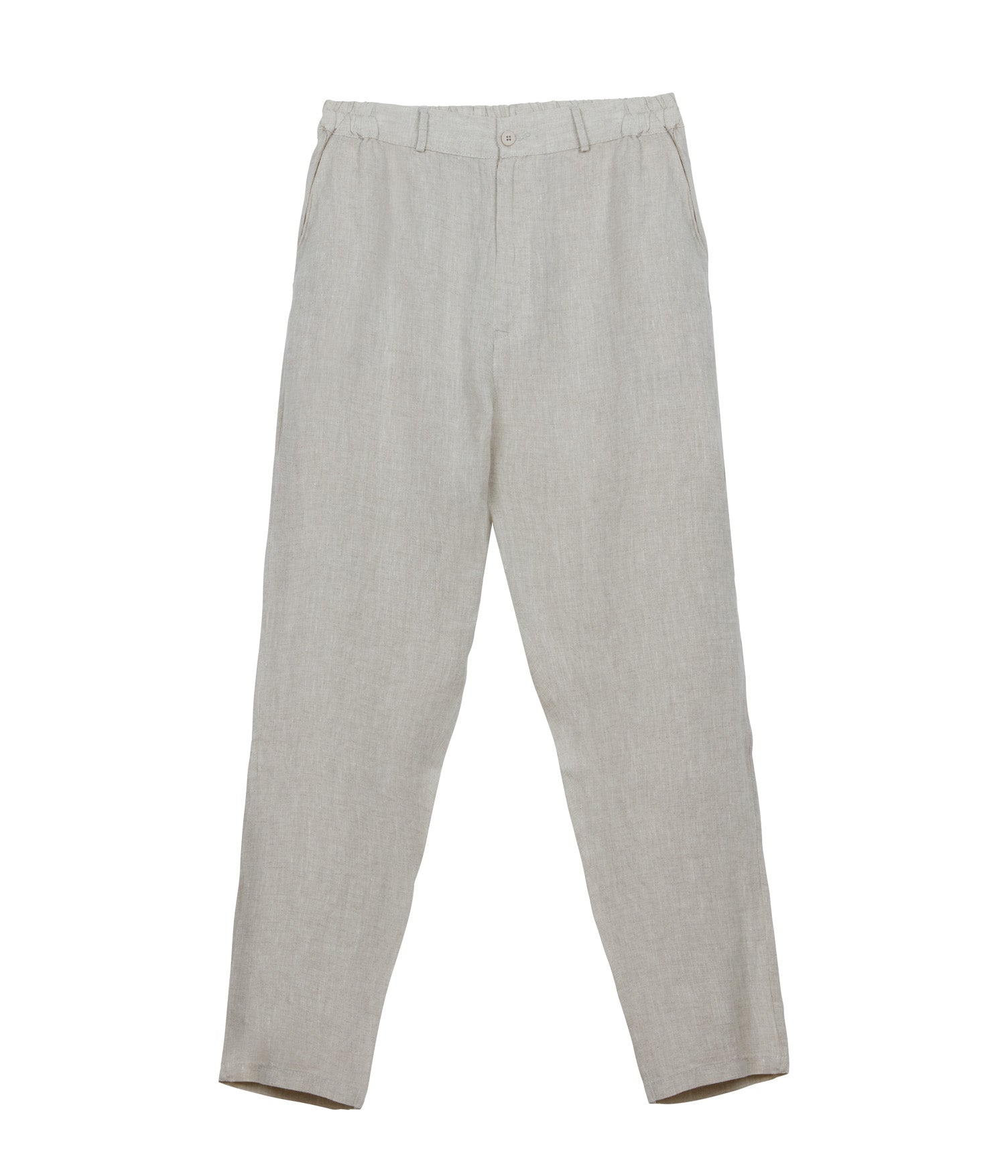 100% Linen Long Trousers - Stone