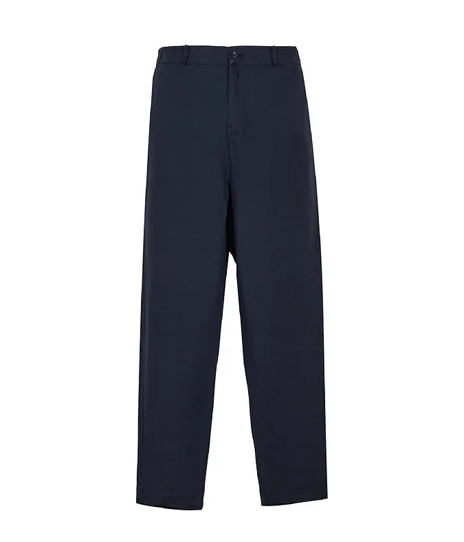 100% Linen Long Trousers - Navy Blue