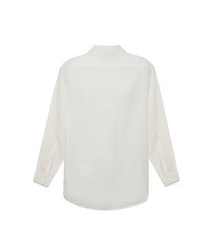 100% Linen Long Sleeve Shirt -White