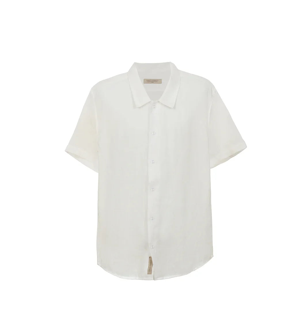 100% Linen Short Sleeve Shirt - White