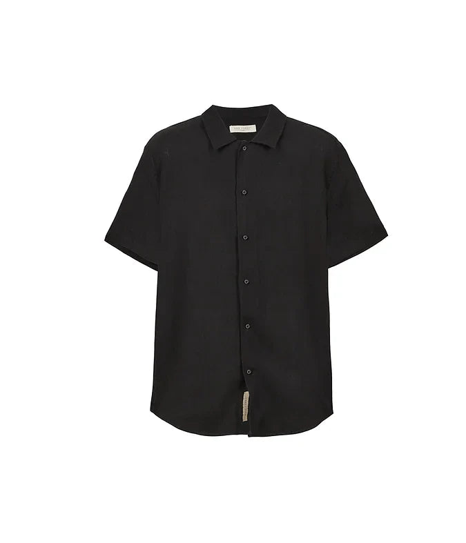 100% Linen Short Sleeve Shirt - Black