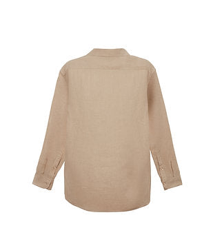 100% Linen Long Sleeve Shirt - Beige