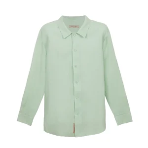 100% Linen Long Sleeve Shirt – Light Green