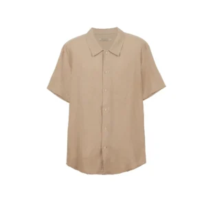100% Linen Short Sleeve Shirt – Beige