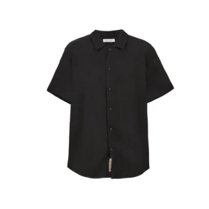 100% Linen Short Sleeve Shirt – Black