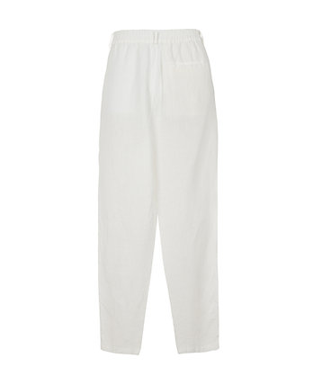 100% Linen Long Trousers - White - UNO VERRA