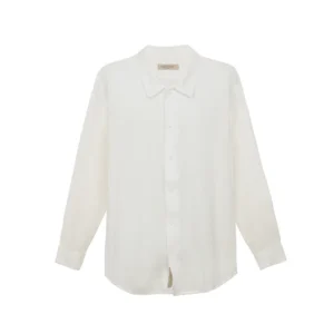 100% Linen Long Sleeve Shirt -White