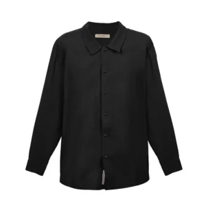 100% Linen Long Sleeve Shirt – Black