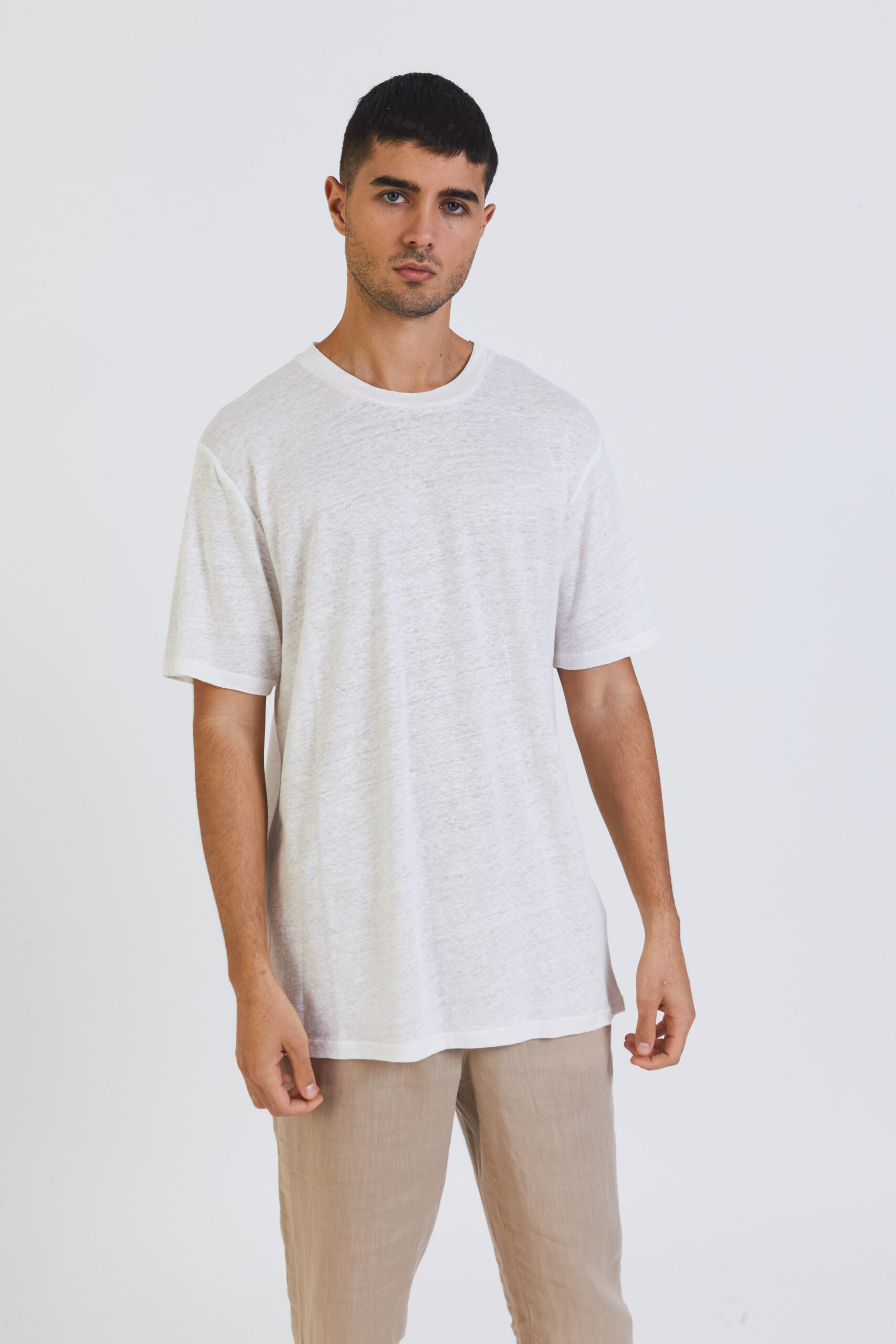 100% Linen Oversized T-Shirt - Natural - UNO VERRA