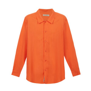 100% Linen Long Sleeve Shirt – Orange
