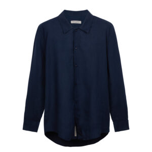 100% Linen Long Sleeve Shirt – Navy Blue