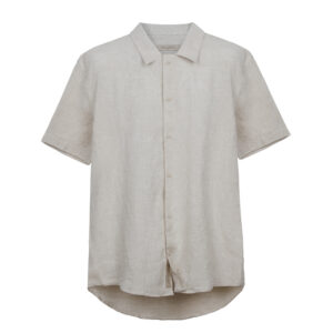 100% Linen Short Sleeve Shirt – Brushed Gray