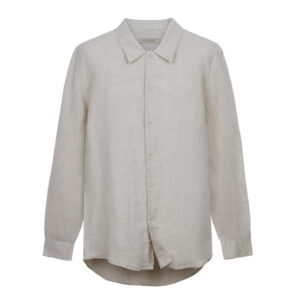 100% Linen Long Sleeve Shirt – Brushed Gray